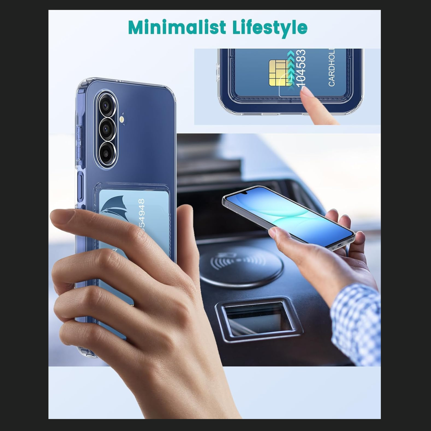 For Samsung Galaxy A17 5G Clear Slim TPU Phone Case with Credit Card Slot Back, Transparent Protective Shockproof Case Cover