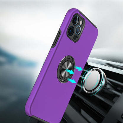 For iPhone 15 (6.1") Hybrid 360 Degree Rotatable Metal Invisible Ring Stand Holder Slim Fit Magnetic Car Mount Shockproof Case Cover Rose Gold