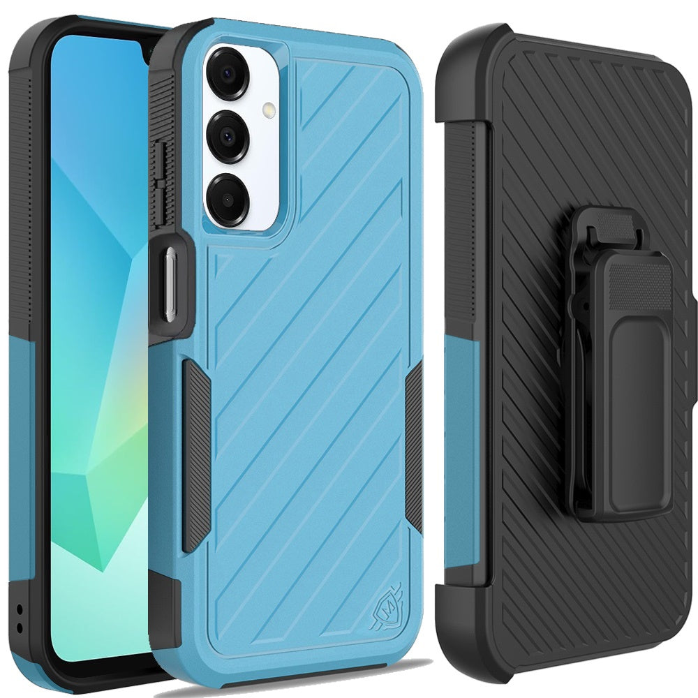 For Samsung Galaxy A16 5G Combo Hybrid lined with Belt Clip Holster Armor Shockproof Rugged Textured 2in1 Non Slip Tough Case Cover