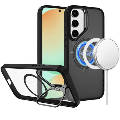 For Motorola Moto G Stylus 5G 2025 Heavy Duty Metallic Hybrid Tough TPU with Camera Ring Stand, MagSafe Compatible, Rugged Drop Protection Case Cover