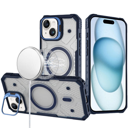 For Apple iPhone 14 /13 Transparent Tough Dotted Magnetic Case with Camera Stand & Hybrid Grip Shockproof Case Cover