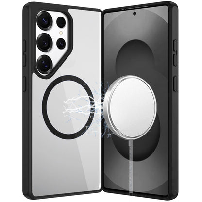 For Samsung Galaxy S25 Ultra Magnetic Circle HQ Transparent Clear TPU Thick 2.0mm Frame Hybrid Shockproof Protector Case Cover