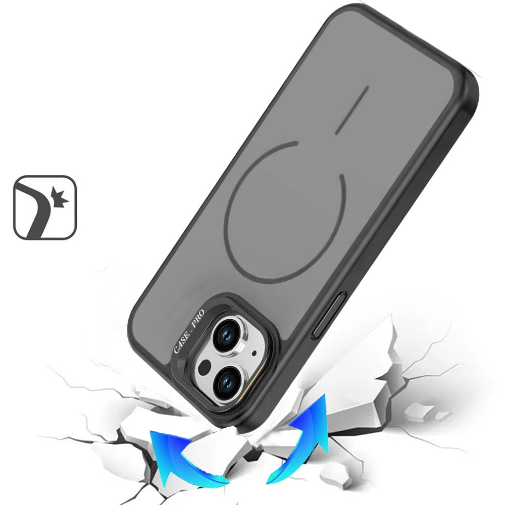 Phone Case for iPhone 15 (6.1") Magnetic Shockproof Hybrid Camera Stand Guard Anti Slip Durable Protective Matte Design Cover