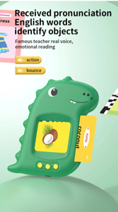 Early Education Flash Card Machine with English Audio Book, Talking Dinosaur Learning Toy for Kids with 224 Sight Words