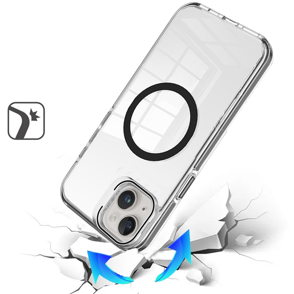 Built-in Camera Kick-Stand, Compatible with MagSafe, Transparent Colorful Edged Tough Hybrid TPU