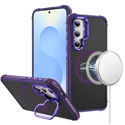 For Samsung Galaxy S25 /S24 Hybrid Metal Camera Stand Ring Sturdy, Compatible with MagSafe, Matte Hard TPU Colorful Edge Case Cover