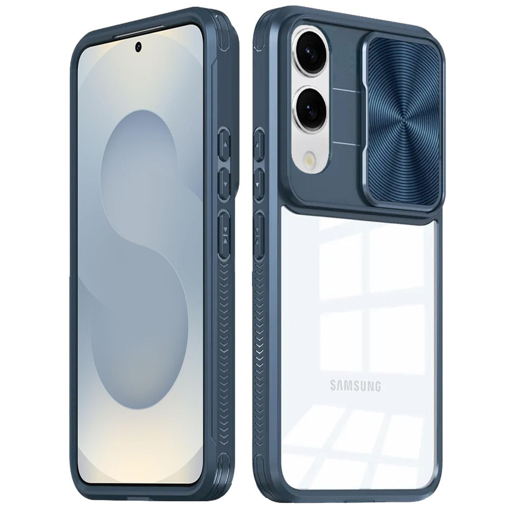 For Samsung Galaxy S25 EDGE Hybrid Cases with Sliding Camera Cover Transparent Shockproof Bumper TPU Protective Case Cover