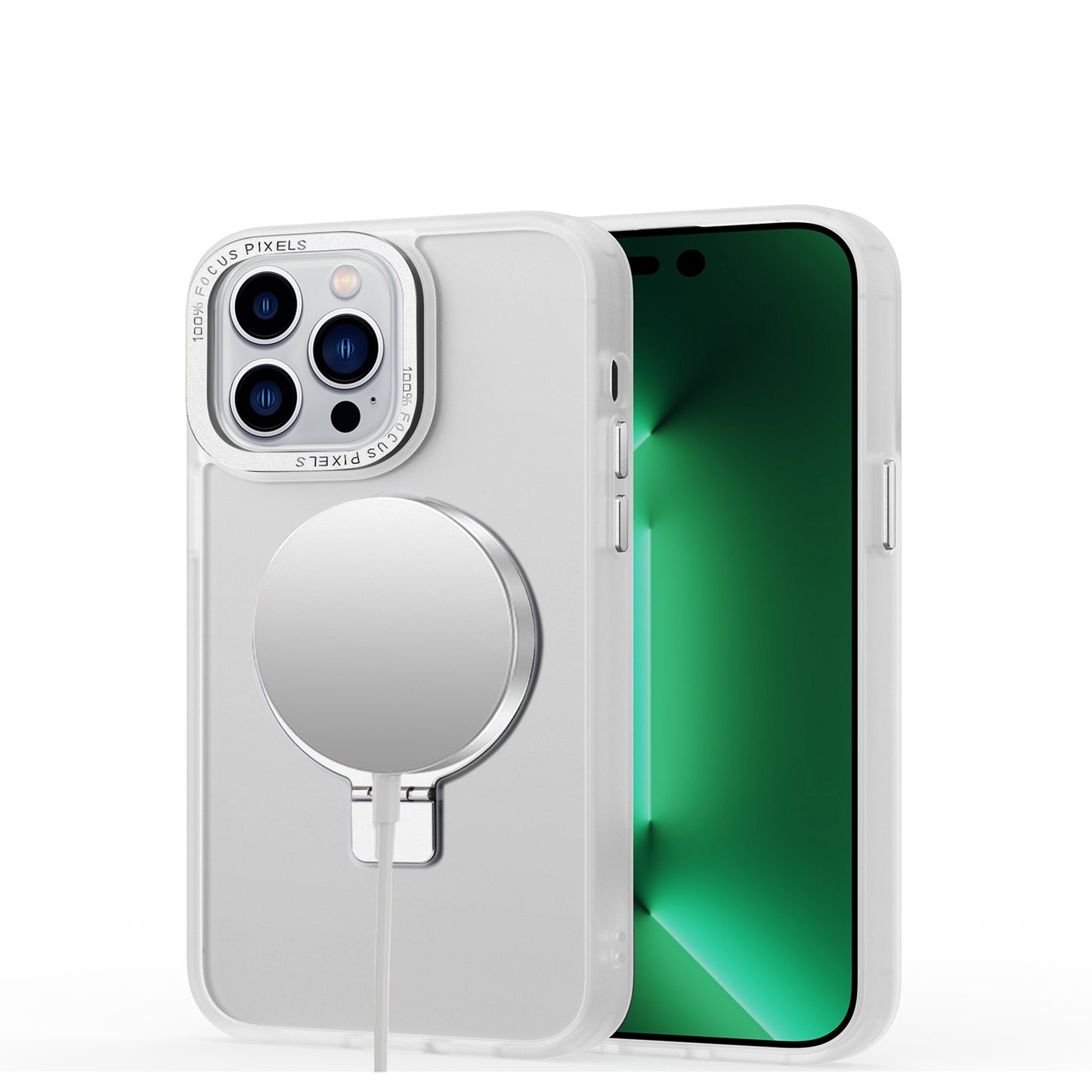 For Apple iPhone 17E /16E Magnetic Metal Matte with Built-in MagSafe Stand, Hybrid Shockproof Armor, TPU Frame Case Cover Clear