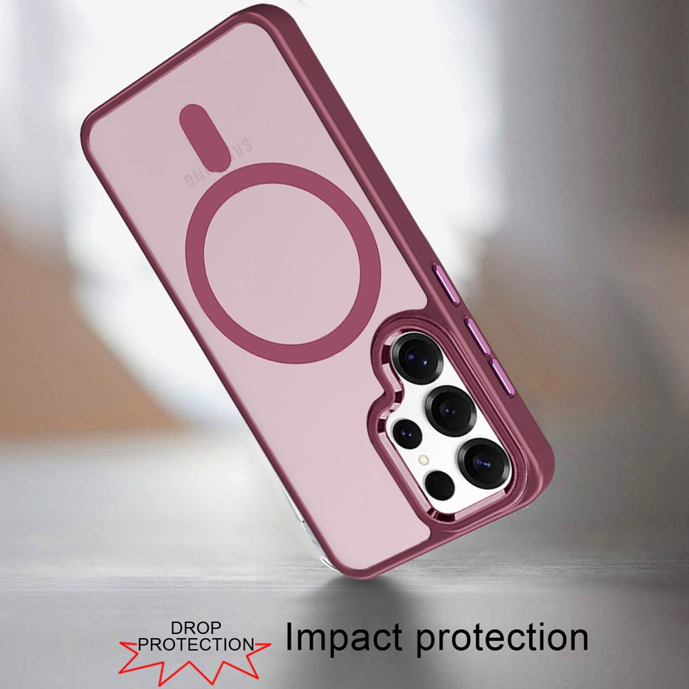 For Samsung Galaxy S25 Ultra MagSafe Compatible Transparent Greatest Clear Acrylic with Color Frame Thick Hybrid TPU Hard Case Cover