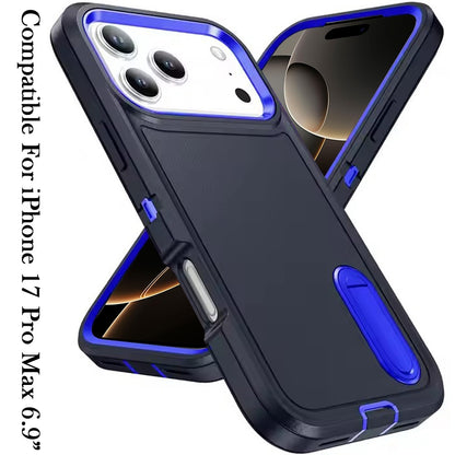 For Apple iPhone 17 Pro Max Hybrid 3 Layers Hard 3in1 Shockproof with Kickstand Heavy Duty Hard TPU Rubber Anti-Drop Case Cover