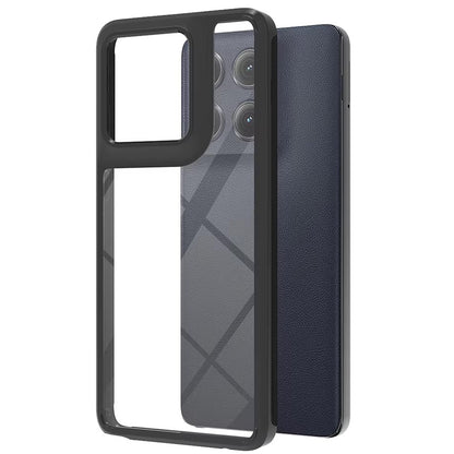 For Motorola Edge 2025 Hybrid Slim Crystal Clear, Shock-Absorption Durable Bumper TPU + Hard PC Back, Transparent Design Case Cover Black