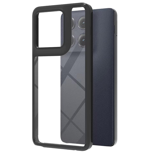 For Motorola Edge 2025 Hybrid Slim Crystal Clear, Shock-Absorption Durable Bumper TPU + Hard PC Back, Transparent Design Case Cover Black