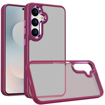 For Samsung Galaxy S26+ / S26 Plus Slim Fit Hybrid Transparent Thick Acrylic with Metal Buttons Frame Protective Hard PC + TPU Shockproof Case Cover