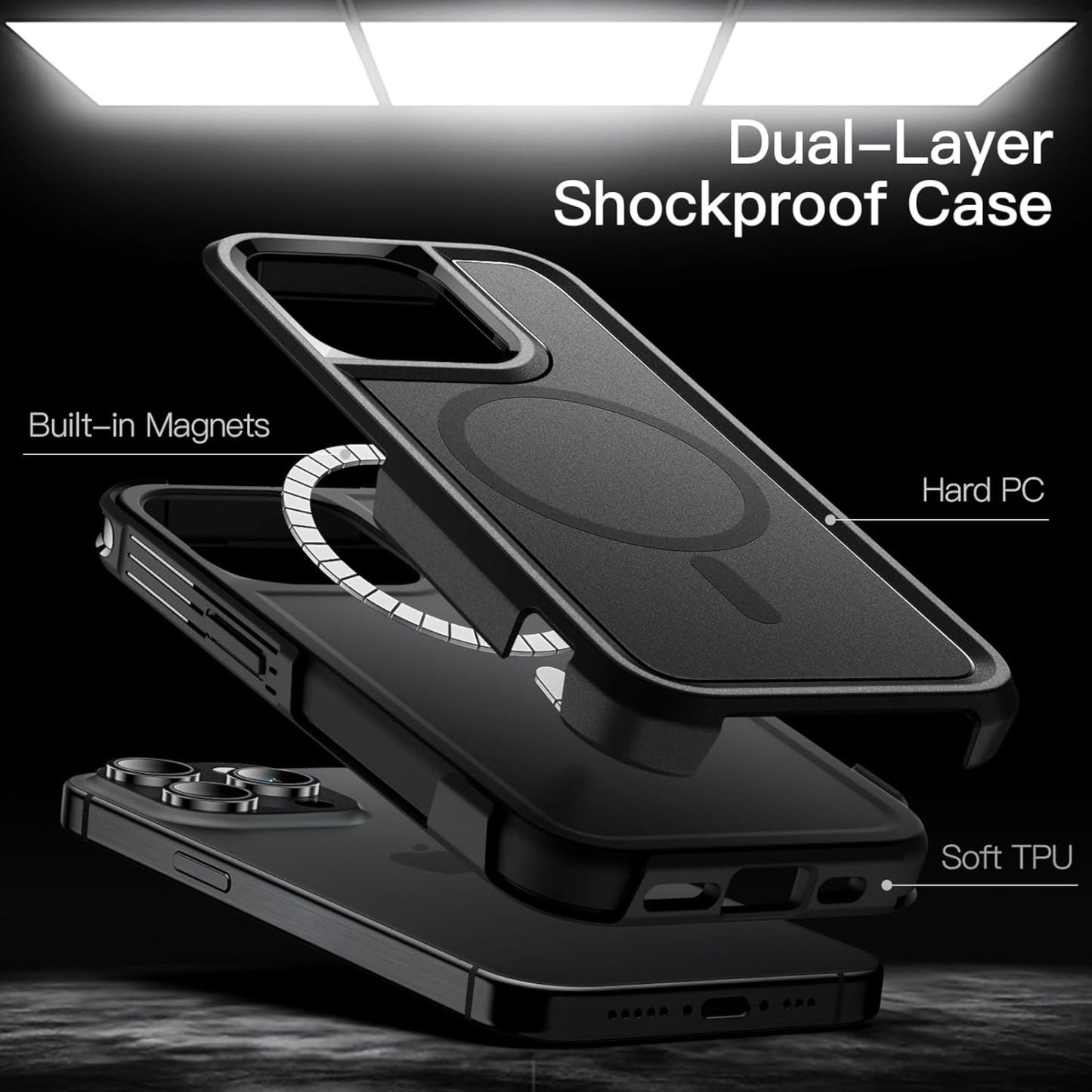 For Apple iPhone 15 Pro Max (6.7") Shockproof Heavy Duty Dual-Layer Rugged Magnetic Hybrid [Compatible with MagSafe]  Phone Case Cover