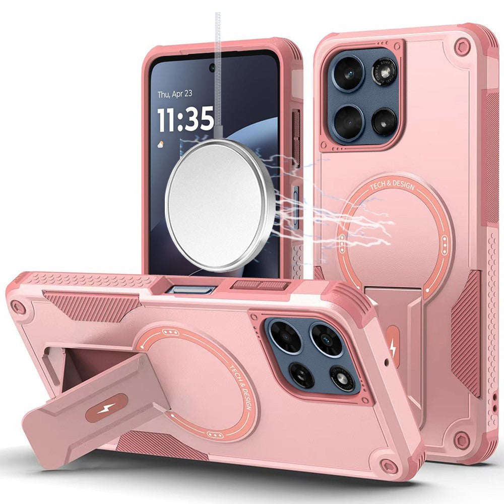 For Motorola Moto G Play 5G 2026 Magnetic Invisible Kickstand Holder with Magsafe, Slim Fit Shockproof Hybrid Military Grade Heavy Duty Case Cover