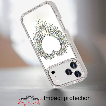 For Apple iPhone 17 Pro Max (6.9") Angel Hearts Glitter Shimmer Diamond Edge Hybrid Drop Protection Shockproof Design Case Cover Purple