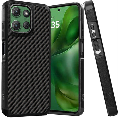 For Motorola Moto G Stylus 5G 2025 Fashion Graphic Design Hybrid 2in1 Tough Hard PC TPU Frame, Magnet Mount Friendly, Shockproof Protection Case Cover Carbon Fiber Black