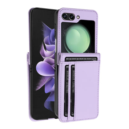 For Samsung Galaxy Z Flip 7 FE / Z Flip 6 Wallet Case PU Leather Back Storage with Card ID Slot, Pocket Holder, Hybrid Protective Case Cover Rose Gold