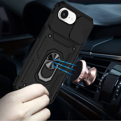 For Apple iPhone 17E /16E Hybrid Ring Shockproof with 360° Rotate Ring Kickstand, Camera Lens Protection, Soft Edge Bumper Case Cover