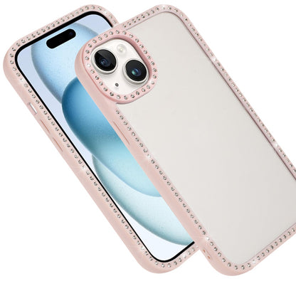 For Apple iPhone 15 Diamond Full Rhinestone Clear Hybrid Protective, Sparkly Bling Transparent Shockproof Bumper All Around Case Cover