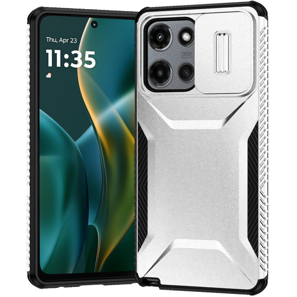 For Motorola Edge 2025 Slim Fit Shockproof Hybrid with Slide Camera Window Covering, Rugged Tpu Silicone Hard PC Bumper Case Cover