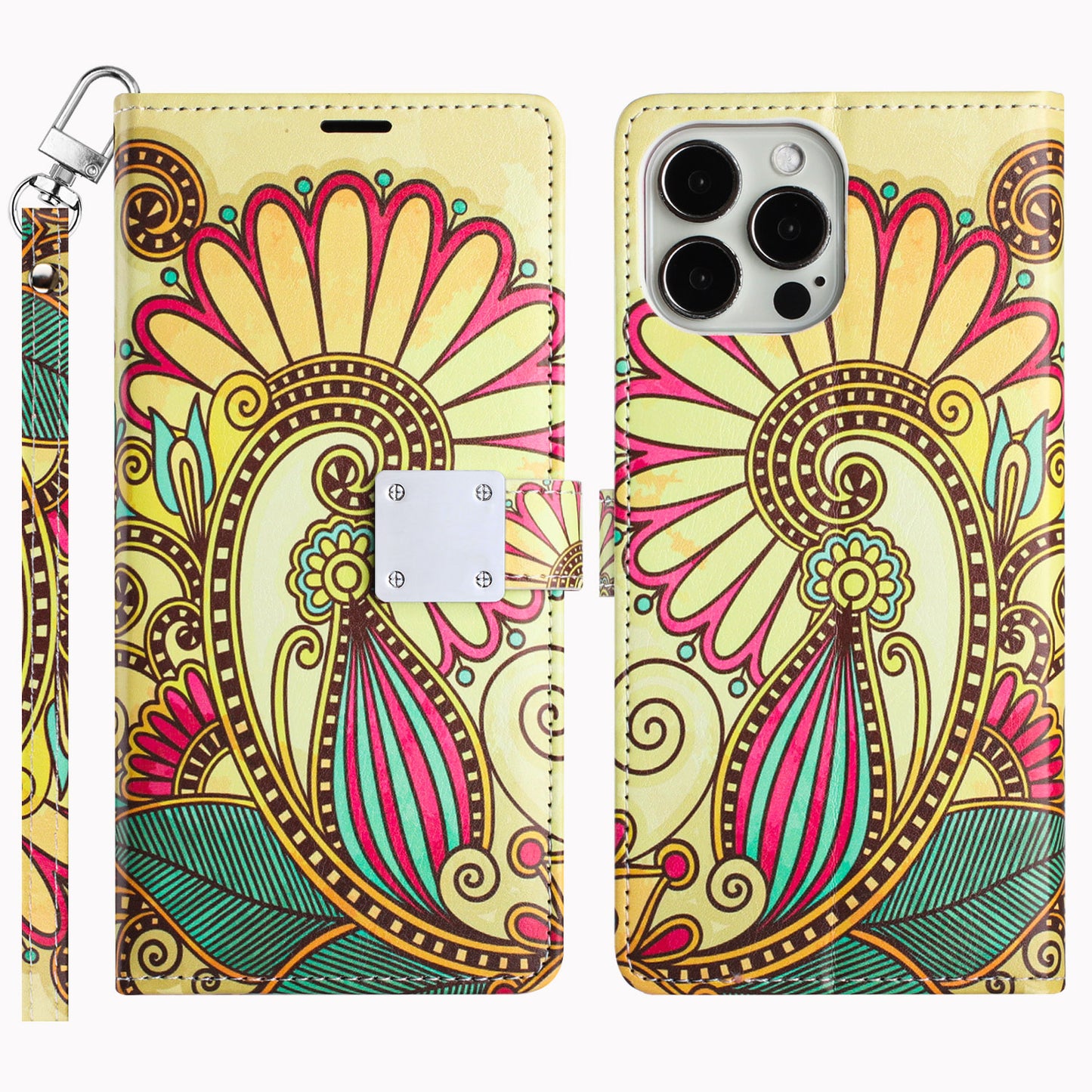 For Samsung Galaxy S24+ Plus Wallet Card Holder Magnetic Closure Shock Protection Lanyard Strap Secure Storage Design Case Cover ZigZag