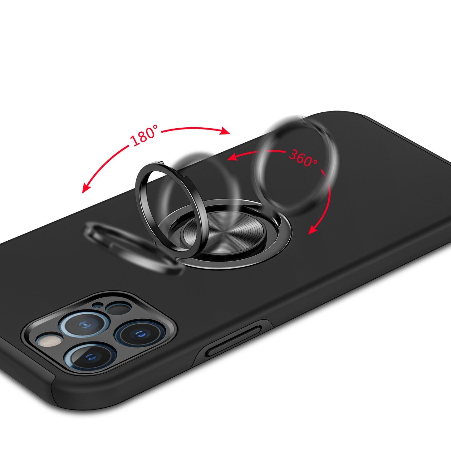 For Apple iPhone 11 Hybrid 360 Degree Rotatable Metal Invisible Ring Stand Holder Slim Fit Magnetic Car Mount Shockproof Case Cover