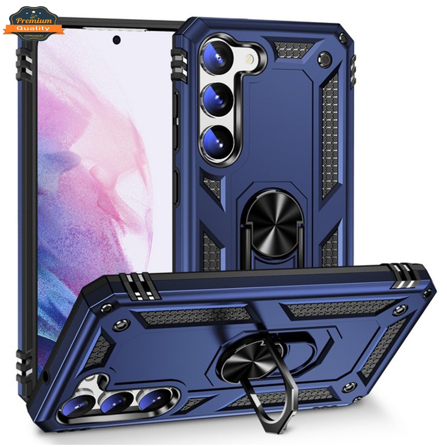 For Samsung Galaxy A37 5G Shockproof Hybrid Dual Layer PC + TPU with Metal Ring Kickstand Heavy Duty Armor Shell Case Cover