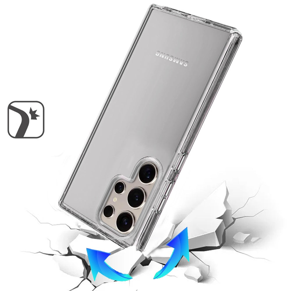 For Samsung Galaxy S25 Ultra Transparent Shock Absorption PC + TPU Rubber Gel Thick 3mm Hybrid Silicone Slim Fit Back Case Cover