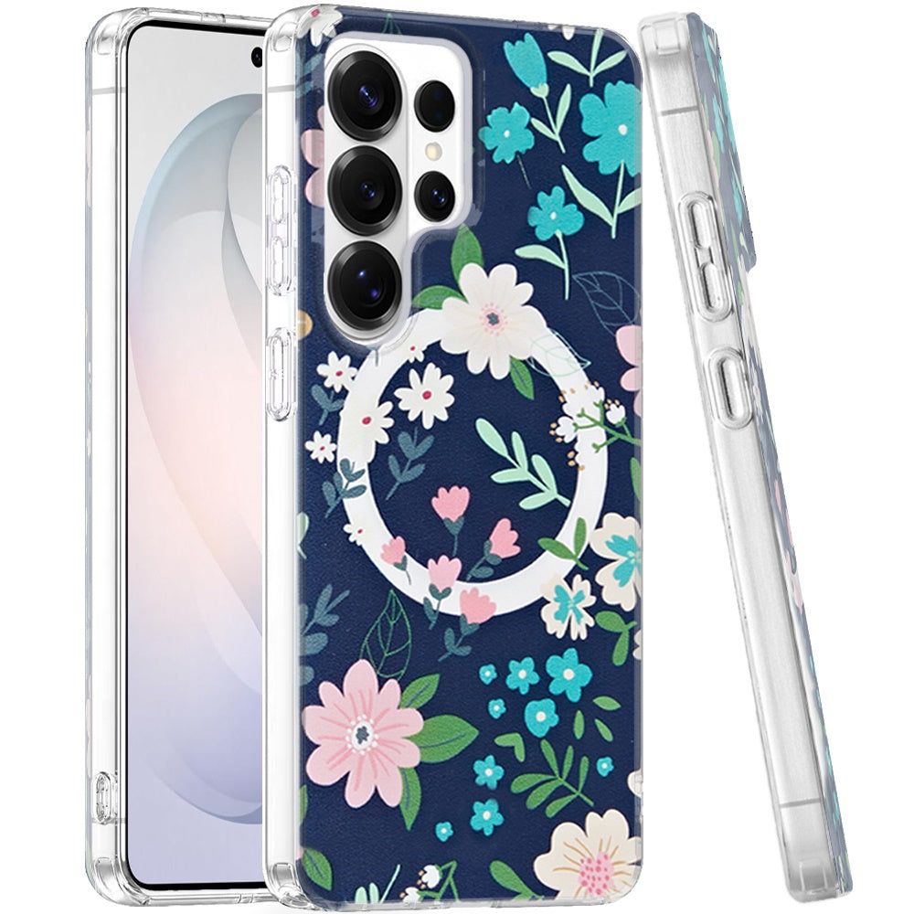Phone Case for Samsung Galaxy S26 Ultra Shockproof Dual Layer TPU IMD Print Rugged Anti-Slip Grip Drop Protection Scratch Resistant Slim Fit Glossy Floral Heart Aesthetic Cover
