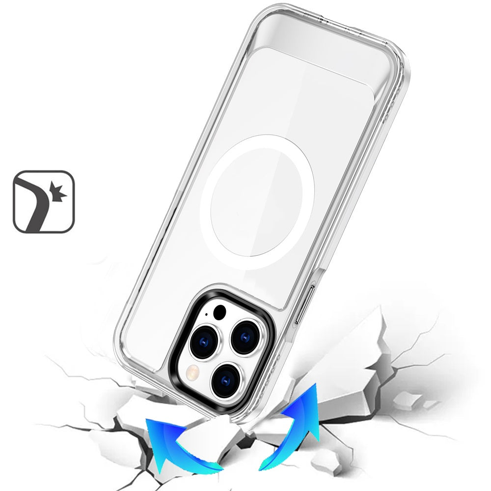 For Apple iPhone 16 Pro (6.3") Transparent HQ Hybrid Slim, Shockproof, Compatible with MagSafe wireless charging & Military-Grade Case Cover