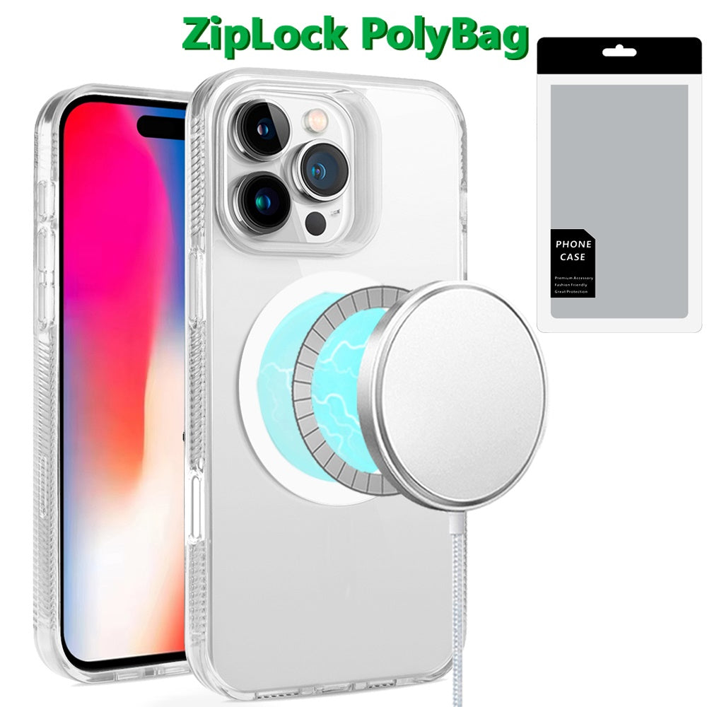 For Apple iPhone 16 Pro MagSafe Compatible Integrated Technology Clean Transparent Hybrid Armor TPU Frame Case Cover Black