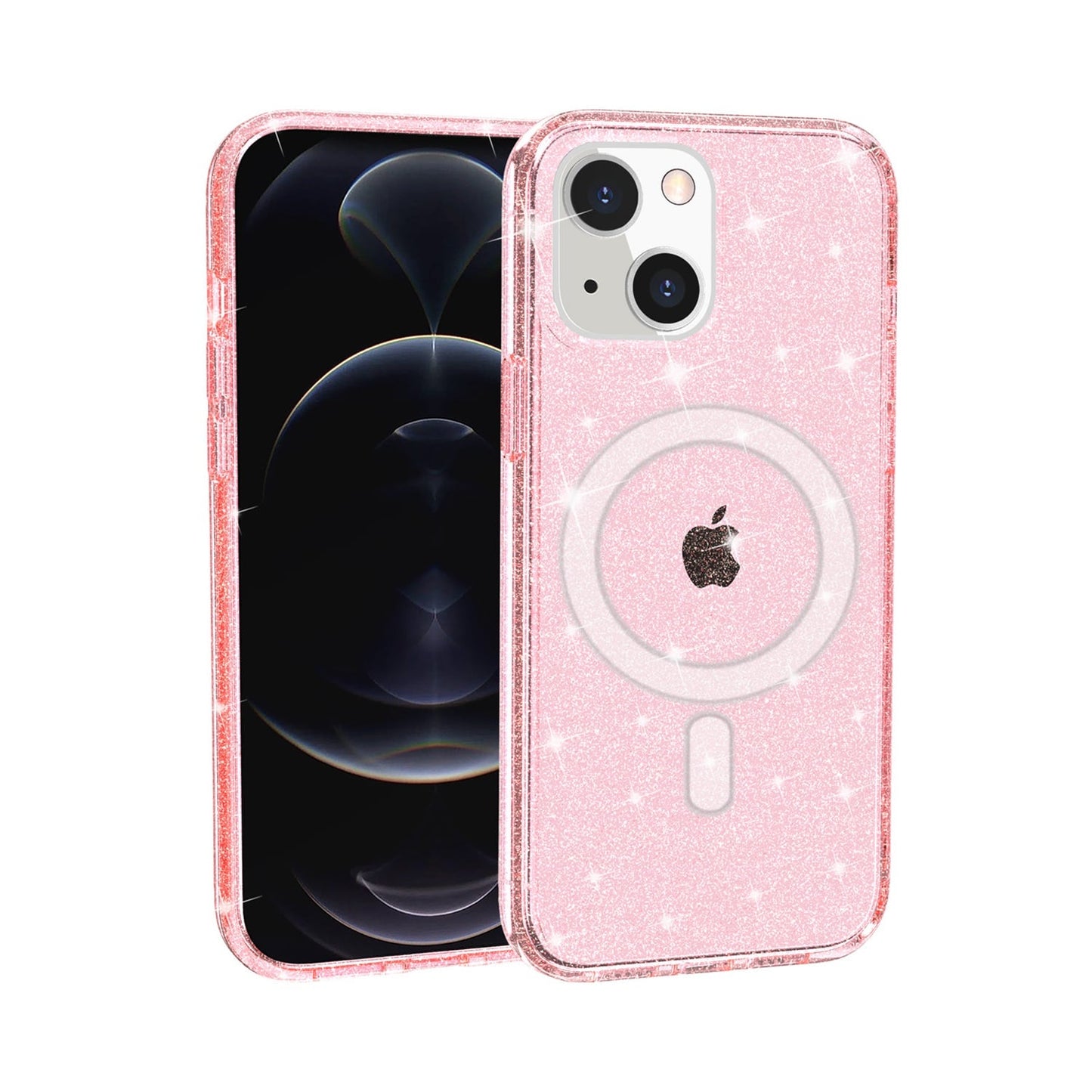 For iPhone 12 / iPhone 12 Pro (6.1") MagSafe Compatible Glitter Sparkle Bling Hybrid Case with Magnetic Circle, Slim TPU & Hard PC Frame Case Cover Clear