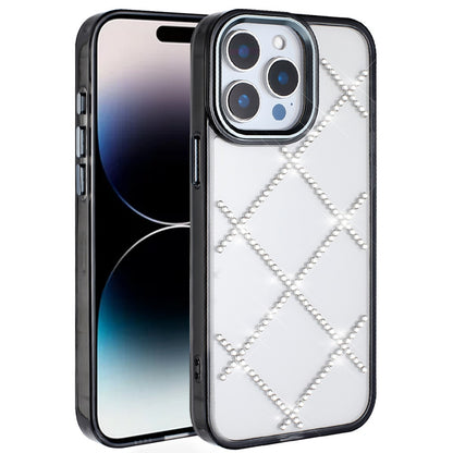 For Apple iPhone 16 (6.1") Gem Glitter Diamond Bling Clear Hybrid TPU Cover, Colorful Shockproof Protective Back, Slim Fit for Women Girls Case Cover