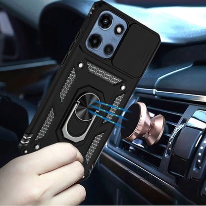 For Motorola Moto G Play 5G 2026 Hybrid Ring Shockproof with 360° Rotate Ring Kickstand, Camera Lens Protection, Soft Edge Bumper Case Cover