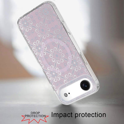 For Apple iPhone 17 AIR Stylish Pattern Fashion IMD Printed Design TPU Double Layer Slim Shockproof with Magnetic Back Case Cover Flowers Purple Gradient