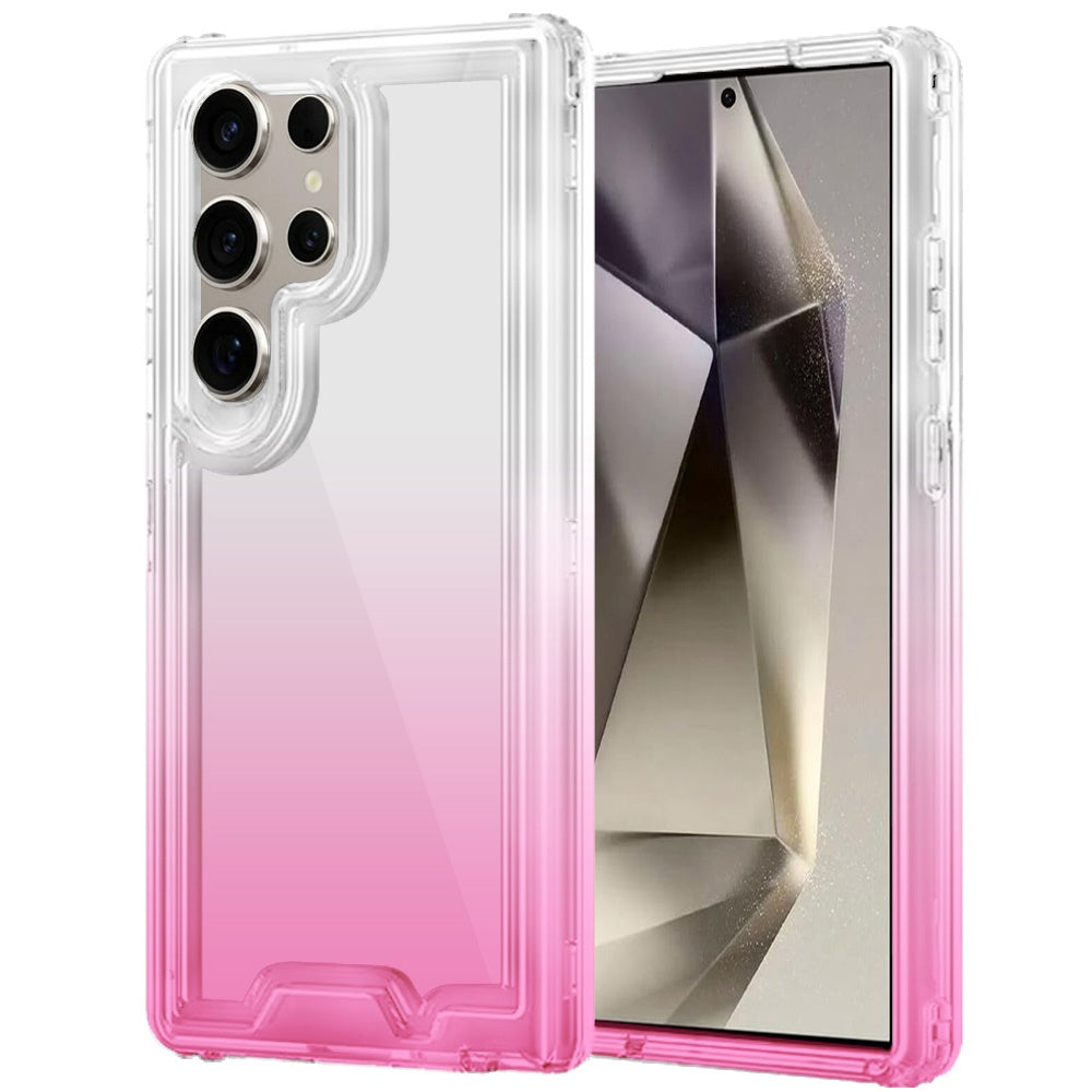 For Samsung Galaxy S25 Ultra Hybrid 3-in-1 Clear Case - Two-Tone Transparent Shockproof TPU + Hard Protective Frame Case Cover