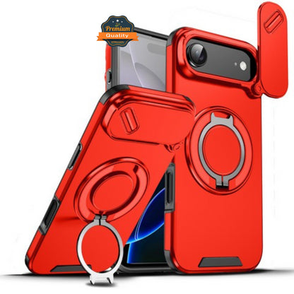For Apple iPhone 17 AIR Hybrid Case with 360° Magnetic Ring Stand, Camera Slide Protector & Compatible with MagSafe Case Cover