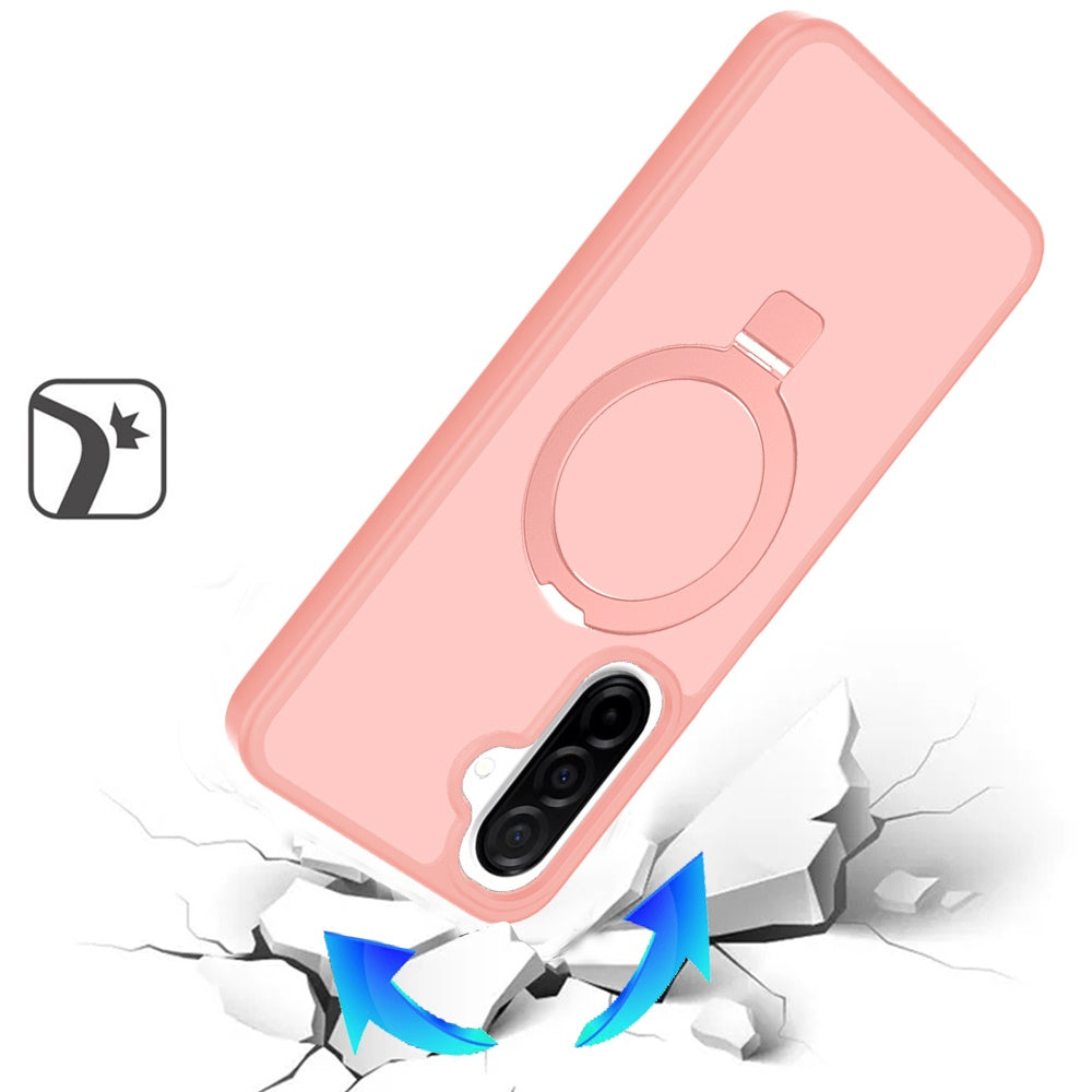 For Samsung Galaxy A57 Magnetic Circle Back with Ring Stand Full Rotation Matte Hybrid Shockproof Case Cover