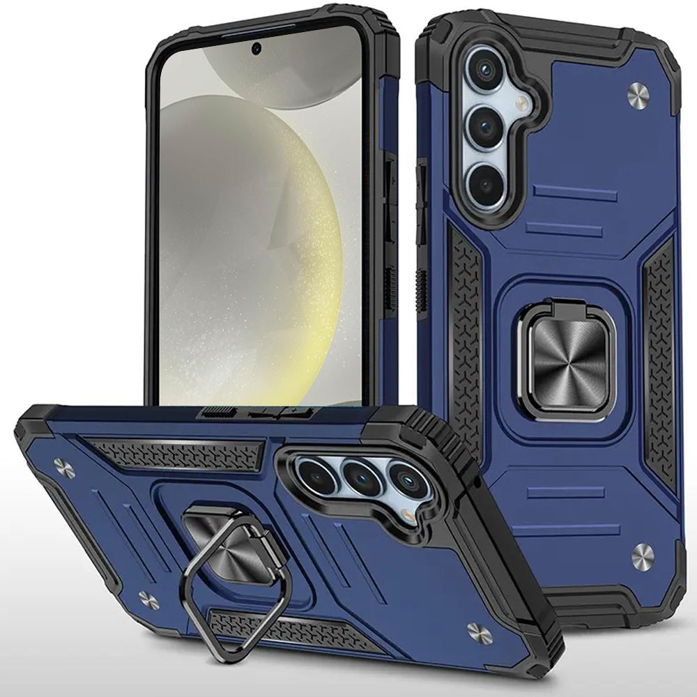 For Samsung Galaxy S25 /S24 Armor Hybrid Magnetic Stand with Ring Holder Kickstand Shockproof Heavy-Duty Durable Rugged TPU Dual Layer Case Cover