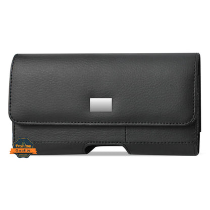 For Cricket Magic 5G 2023 Magnetic Leather Pouch with Belt Clip, Secure Magnetic Closure, Soft Lining, Card Holder Slot, Fits 6.5"- 7.0" Phones Case Cover Black