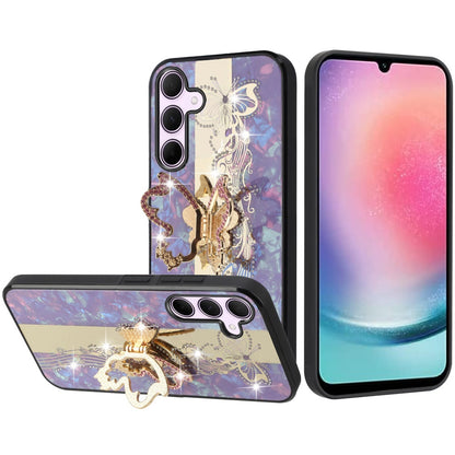 For Samsung Galaxy A26 Diamonds 3D Fashion Bling Sparkly Glitter Ornaments Engraving Hybrid with Ring Stand Case Cover