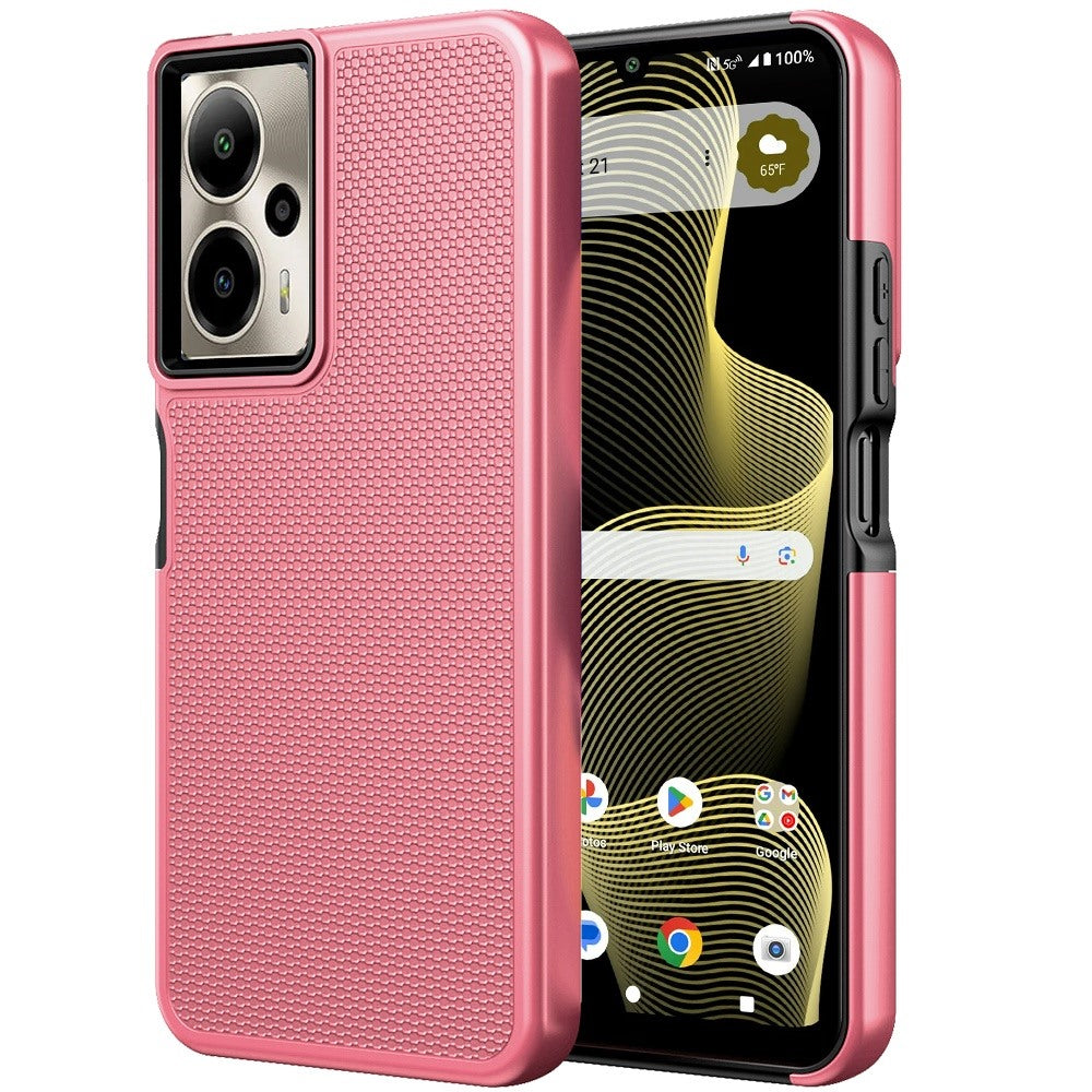 For Cricket Outlast 5G 2024 Dual Layer Heavy-Duty Hybrid Rugged Case Rugged Texturized TPU & PC Shockproof Silicone Military Grade Case Cover