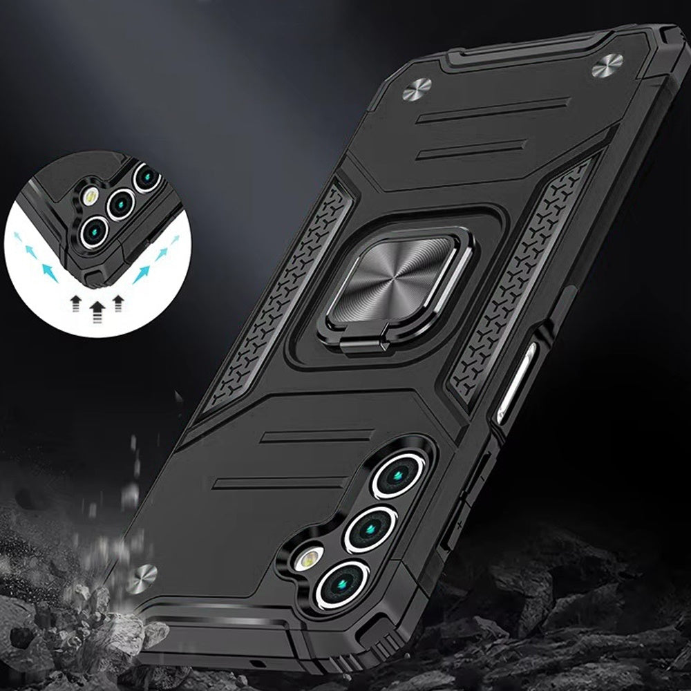 For Samsung Galaxy A36 Armor Hybrid Magnetic Stand with Ring Holder Kickstand Shockproof Heavy-Duty Durable Rugged TPU Dual Layer Case Cover