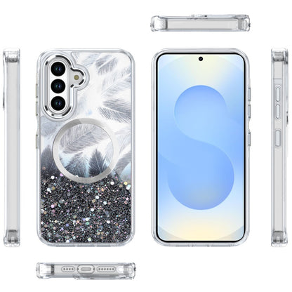 For Apple iPhone 15 Pro Max Epoxy Glitter Shimmer Fashion Case with Magnetic Magsafe Compatible Hybrid Sparkling Slim Protective Case Cover Black