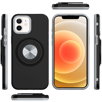 For iPhone 12 / iPhone 12 Pro (6.1") Metal Matte Hybrid with Invisible Rotational Ring Stand, Car Mount Friendly, Military Grade Slim Fit Sturdy Case Cover Cosmic Orange