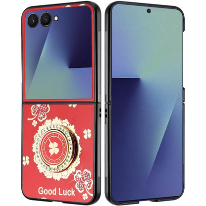 For Samsung Galaxy Z Flip 7 Diamonds 3D Fashion Bling Sparkly Glitter Ornaments Engraving Hybrid with Ring Stand Case Cover