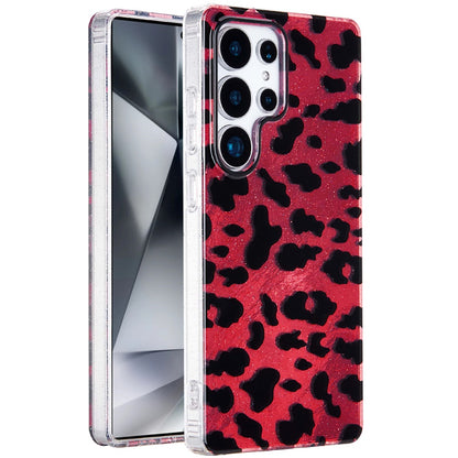For Samsung Galaxy S24 Ultra Glitter Leopard, Fashion Design Animal Skin Print Slim IMD TPU Dual Layer Shockproof Protective Case Cover