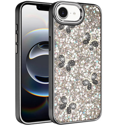 For Samsung Galaxy S26+ / S26 Plus Cute Butterfly Crystal Diamond Glitter Case Sparkle Bling Frame Metallic Edges, Shimmer TPU Hybrid Case Cover