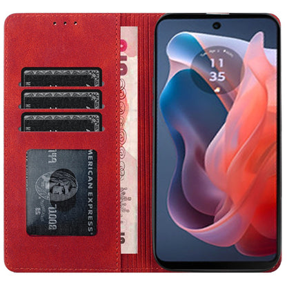 For Apple iPhone 16 Pro Max (6.9") Premium Wallet PU Vegan Leather ID Credit Card Slot Money Holder with Magnetic Closure Pouch Flip Case Cover Red